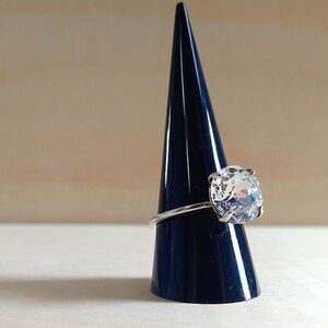 White Crystal Ring In Sterling Silver